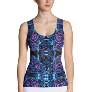 CAVIS Celtic Soul Fitted Tank Top, Blue and Purple Alternative Design Sleeveless Shirt