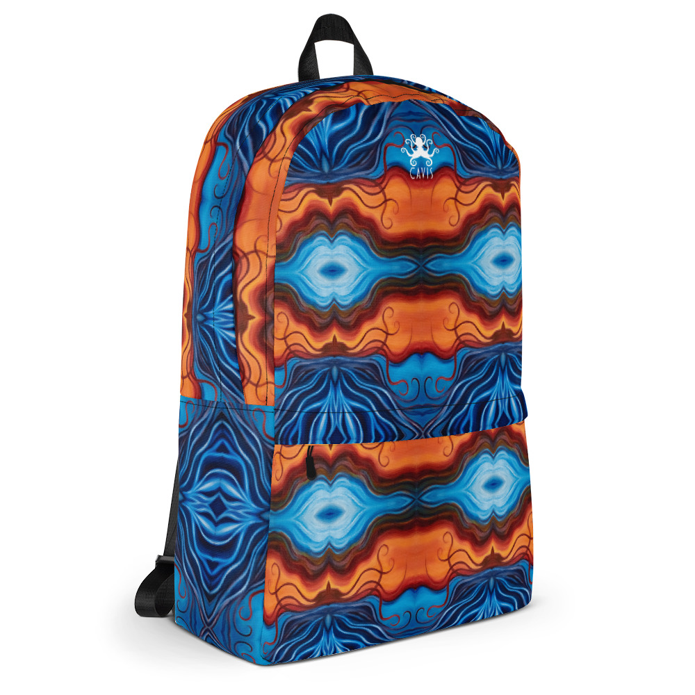 CAVIS Reborn Pattern Backpack, Alternative Orange and Blue Psychedelic Back pack - Image 6
