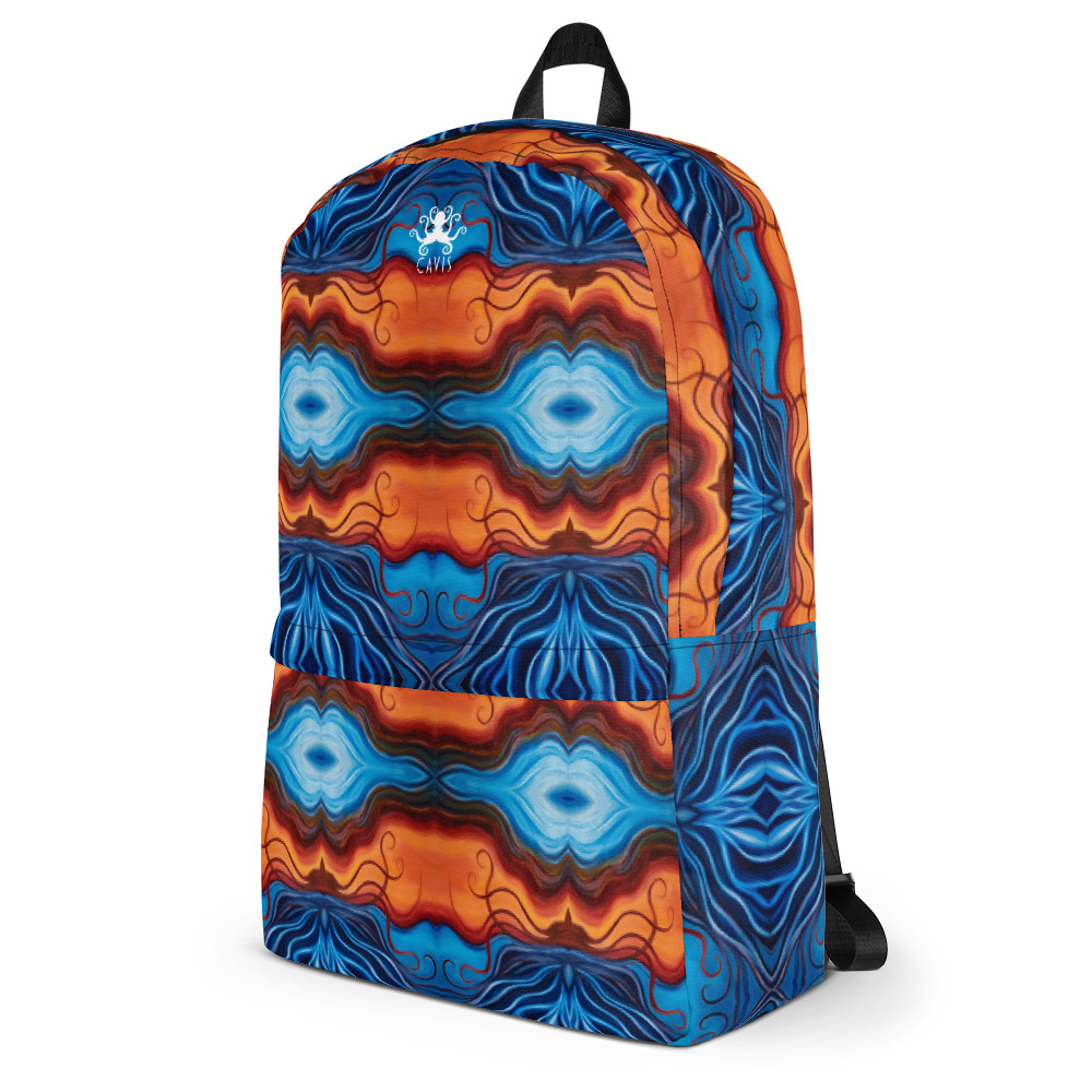 CAVIS Reborn Pattern Backpack, Alternative Orange and Blue Psychedelic Back pack - Image 3