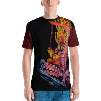 CAVIS Shipwreck Octopus Men's T-shirt, Soft Vibrant Quick-Dry Underwater Sea Life Shirt