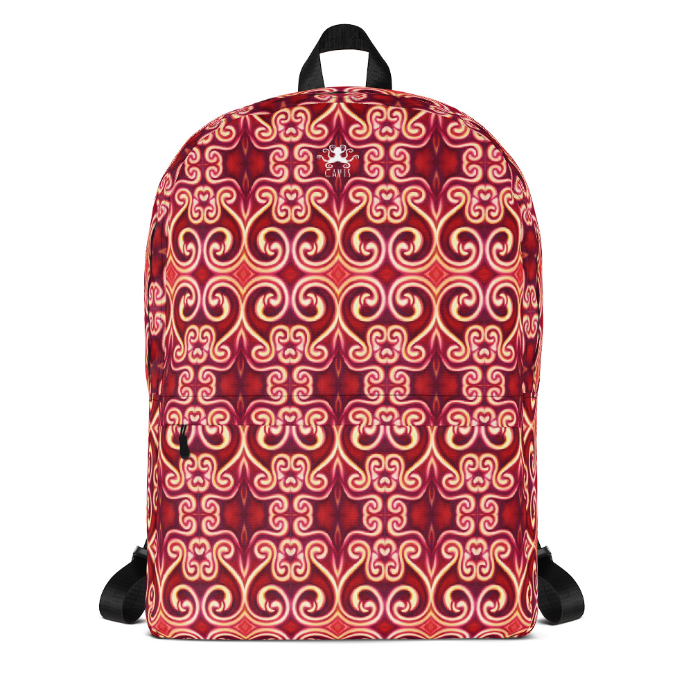 CAVIS Celtic Fire Design Backpack, Alternative Fashion Red Pattern Back Pack