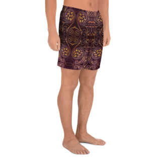 CAVIS Celtic Dragon Men's Athletic Shorts Alternative Fashion Burgundy and Gold Unique Pattern Long Shorts