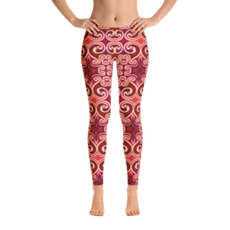CAVIS Celtic Fire Leggings, Athletic Fashion Alternative Red and Gold Tights