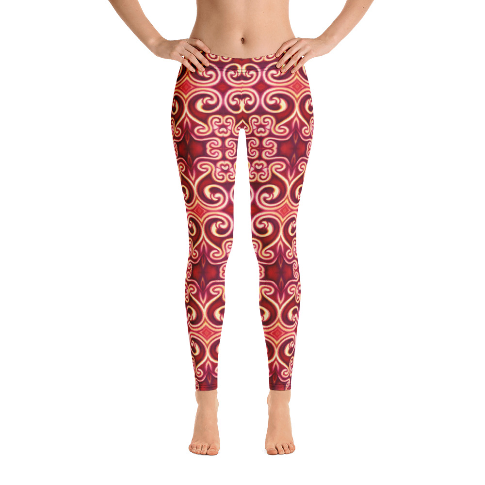 CAVIS Celtic Fire Leggings, Athletic Fashion Alternative Red and Gold Tights