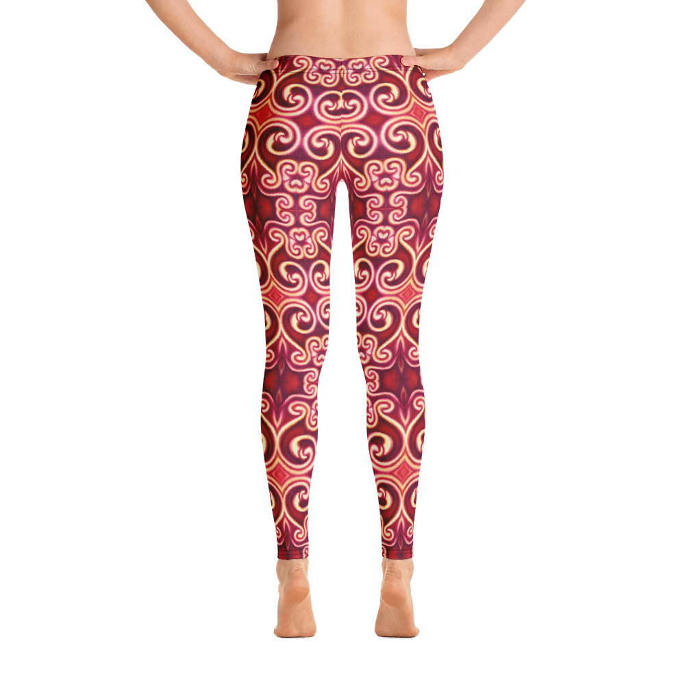 CAVIS Celtic Fire Leggings, Athletic Fashion Alternative Red and Gold Tights - Image 2