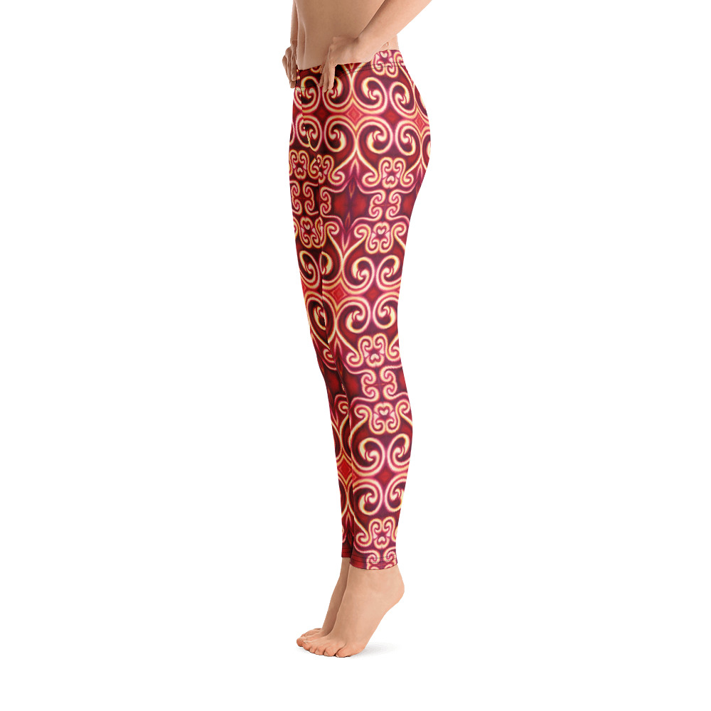 CAVIS Celtic Fire Leggings, Athletic Fashion Alternative Red and Gold Tights - Image 3