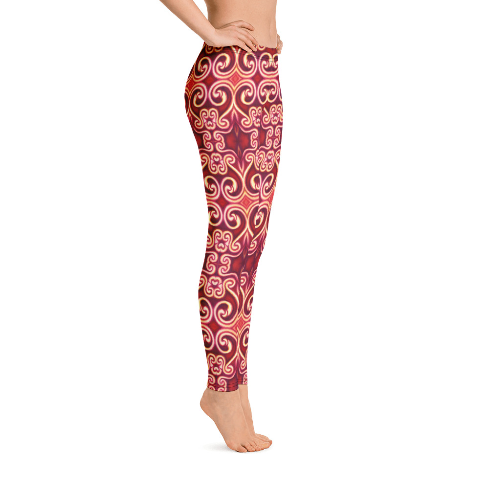 CAVIS Celtic Fire Leggings, Athletic Fashion Alternative Red and Gold Tights - Image 4