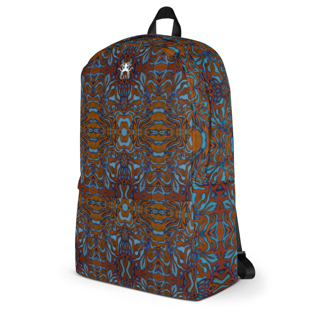 CAVIS Wunderpus Pattern Backpack, Sea Life Bag, Alternative Orange Blue Emboss Color Fashion Back pack - Image 3