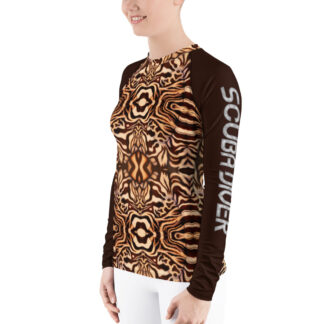 CAVIS Wunderpus Octopus Pattern Scuba Diver Women’s Rash Guard, Natural Color Swim Shirt