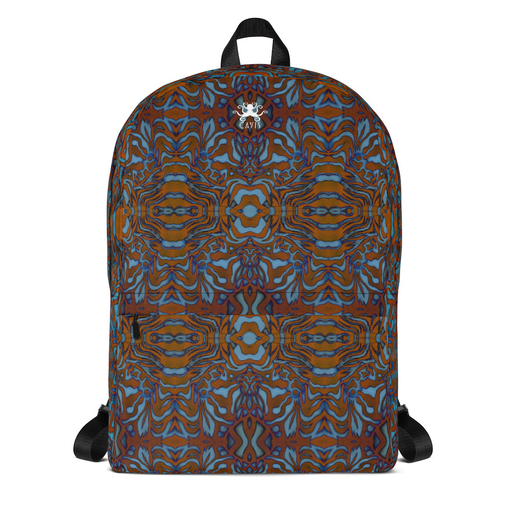 CAVIS Wunderpus Pattern Backpack, Sea Life Bag, Alternative Orange Blue Emboss Color Fashion Back pack