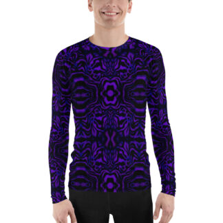 CAVIS Wunderpus Octopus Pattern Men’s Rash Guard, Alternative Purple and Black Swim Shirt