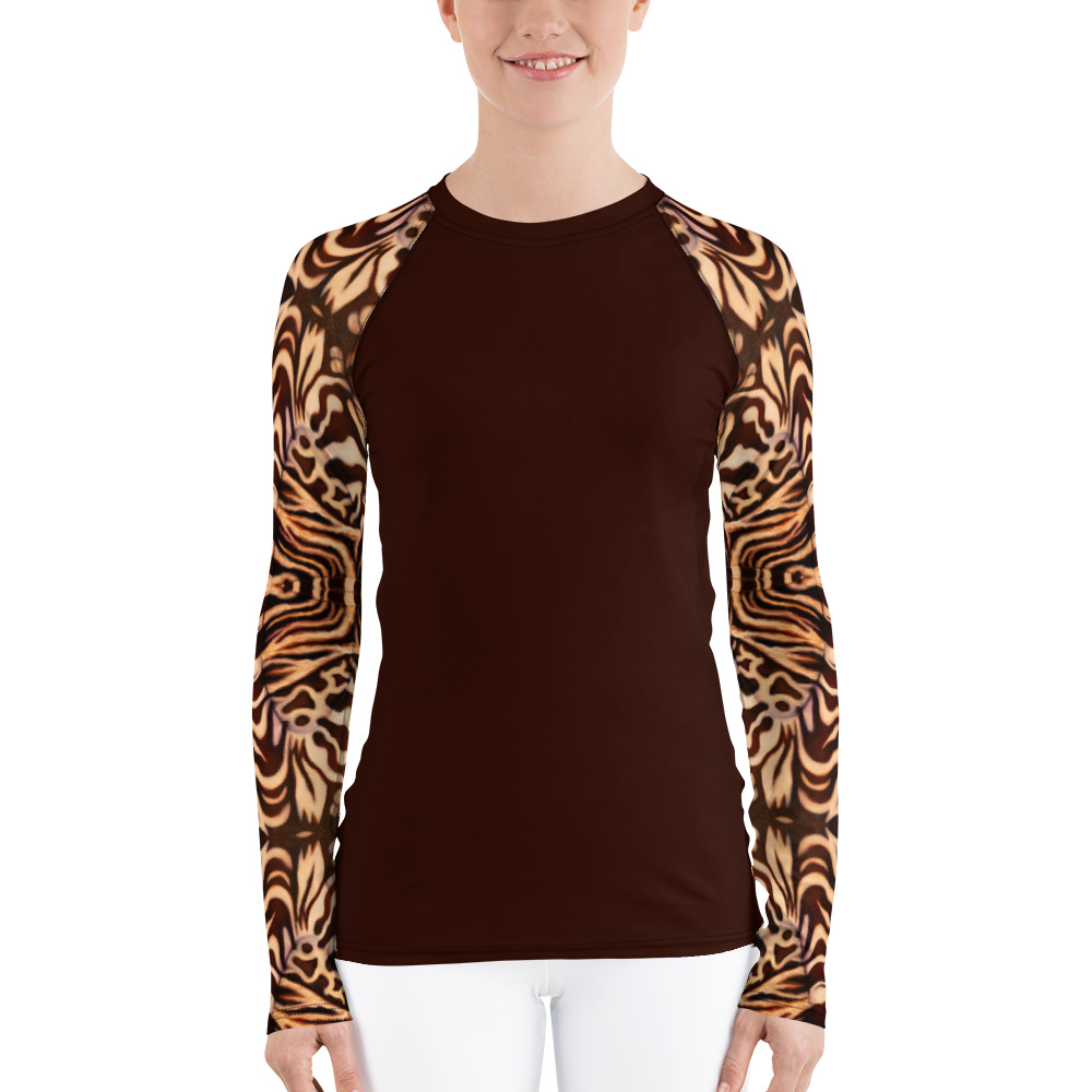 CAVIS Wunderpus Octopus Pattern Sleeve Women’s Rash Guard, Alternative Natural Color Arm Swim Shirt