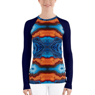 CAVIS Reborn Pattern Women's Rash Guard, Colorful Dive Skin Psychedelic Swim Shirt