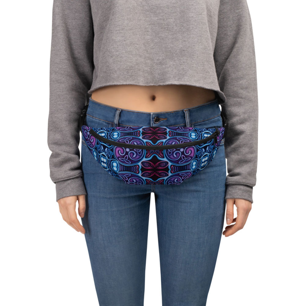 CAVIS Celtic Soul Fanny Pack - Purple Blue Pattern Waist Pack -Lifestyle 2
