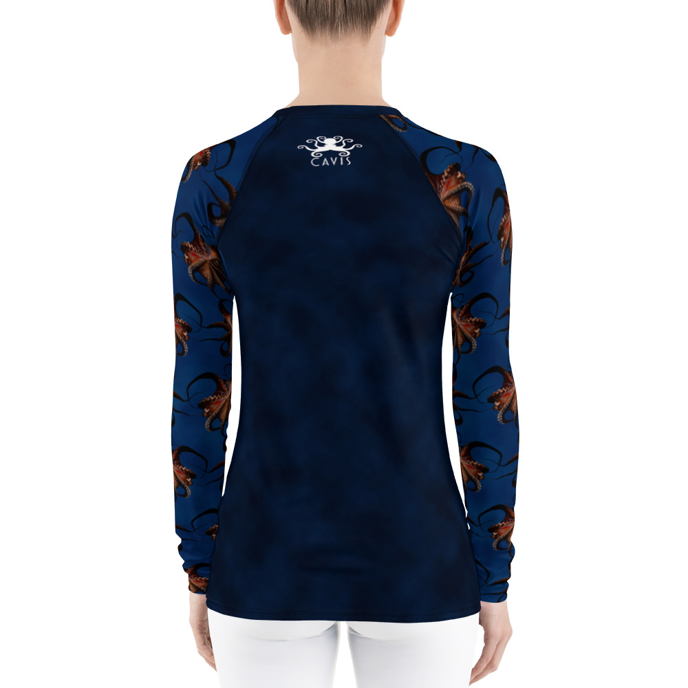 CAVIS Flying Octopus Sleeve Rash Guard - Dark Blue - Back