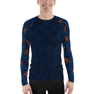 CAVIS Flying Octopus Sleeve Men's Rash Guard - Dark Blue - Front