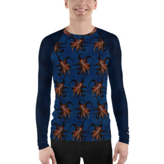 CAVIS Flying Octopus Men's Rash Guard - Dark Blue - Front