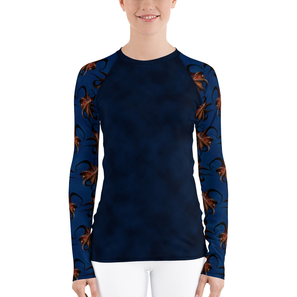 CAVIS Flying Octopus Sleeve Rash Guard - Dark Blue - Front