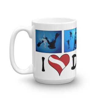 CAVIS Scuba Dive Silhouette Mug - I Love Diving - 15 oz. - Left