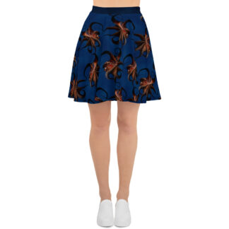 CAVIS Flying Octopus Flare Skirt - Dark Blue Skate Skirt - Front
