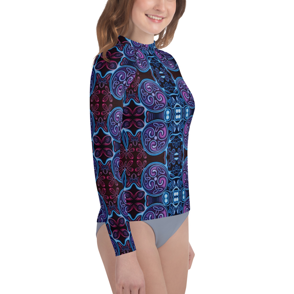 CAVIS Celtic Heart Youth Rash Guard - Purple Blue Swim Shirt - Right