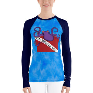 CAVIS Dive Flag Octopus Women’s Rash Guard - Undersea Life Dive Skin Swim Shirt - Front