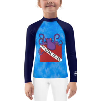 CAVIS Dive Flag Octopus Kid's Rash Guard - Undersea Life - Front