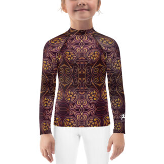 CAVIS Celtic Dragon Kid's Rash Guard - Burgundy Swim Shirt - Front