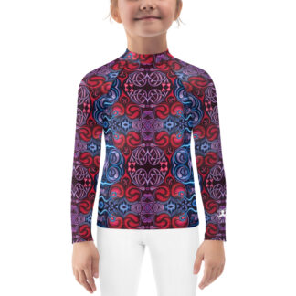 CAVIS Celtic Heart Kid's Rash Guard - Red Blue Swim Shirt - Front