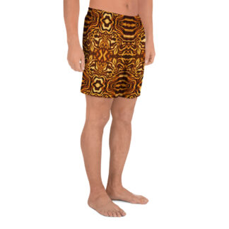 CAVIS Wunderpus Men’s Athletic Shorts, Alternative Yellow Orange Octopus Pattern Long Shorts