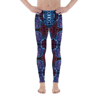 CAVIS Celtic Soul Men's Leggings - Red Blue Pattern Scuba Dive Skin - Front