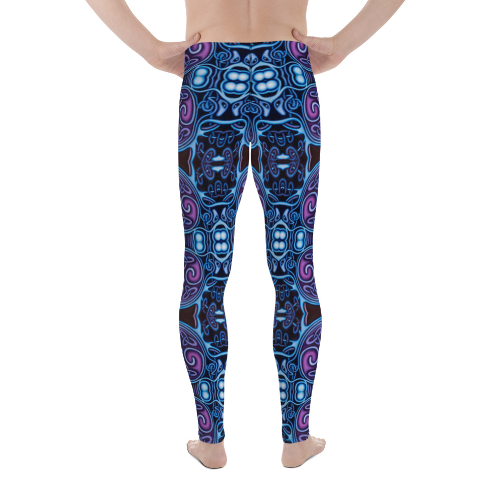 CAVIS Celtic Soul Men's Leggings - Red Blue Pattern Scuba Dive Skin - Back