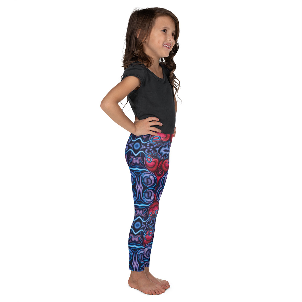 CAVIS Celtic Heart Kid's Leggings - Red Blue - Right