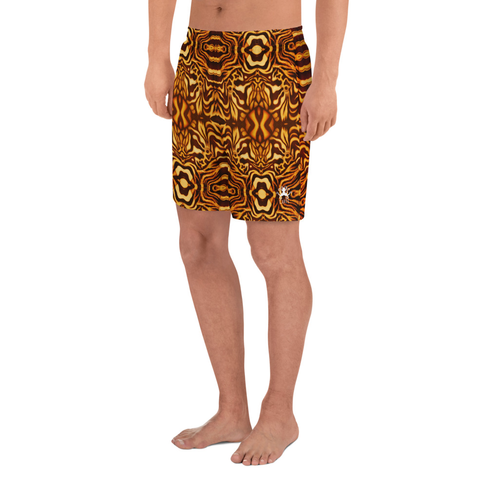 CAVIS Wunderpus Men’s Athletic Shorts, Alternative Yellow Orange Octopus Pattern Long Shorts - Image 2