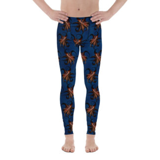CAVIS Flying Octopus Men's Leggings - Dark Blue Scuba Dive Skin - Front
