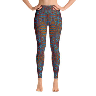 CAVIS Wonderpus Women's High Waist Leggings - Orange Blue Octopus Pattern - Front