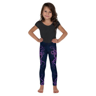 CAVIS Purple Octopus Kid's Leggings - Dark Blue - Front