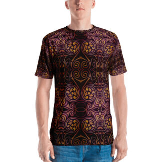 CAVIS Celtic Dragon Men's Shirt - Burgundy Pattern - Front