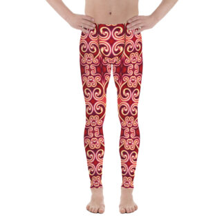 CAVIS Celtic Fire Men's Leggings - Red Pattern Scuba Dive Skin - Front