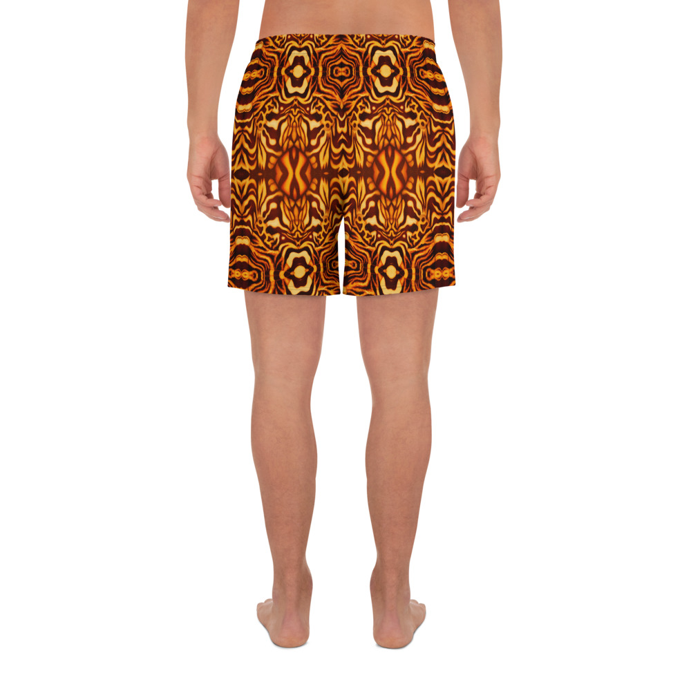 CAVIS Wunderpus Men’s Athletic Shorts, Alternative Yellow Orange Octopus Pattern Long Shorts - Image 3
