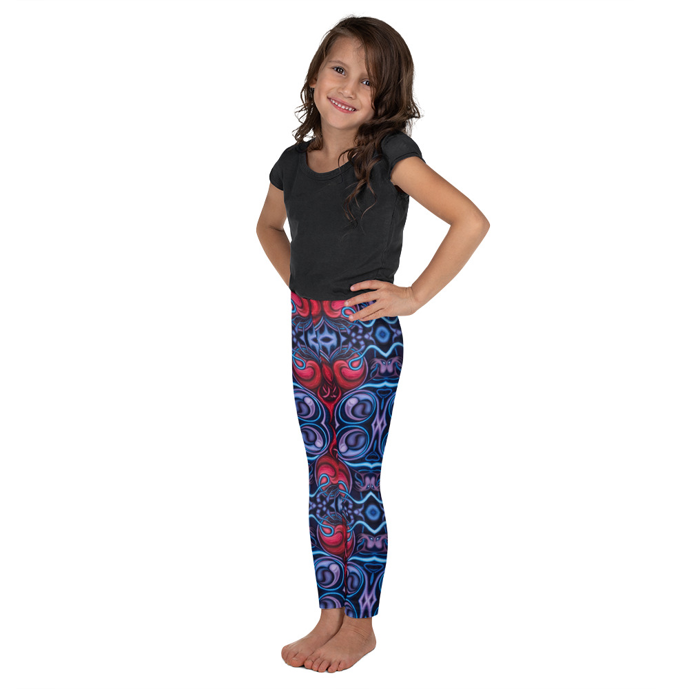 CAVIS Celtic Heart Kid's Leggings - Red Blue - Left