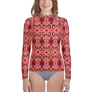 CAVIS Celtic Fire Youth Rash Guard - Red Swim Shirt - Front