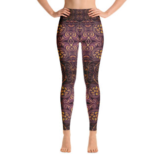 CAVIS Celtic Dragon Women's High Waist Leggings - Burgundy Pattern - Front