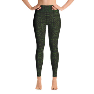 CAVIS Wonderpus Women's High Waist Leggings - Green Octopus Pattern - Front