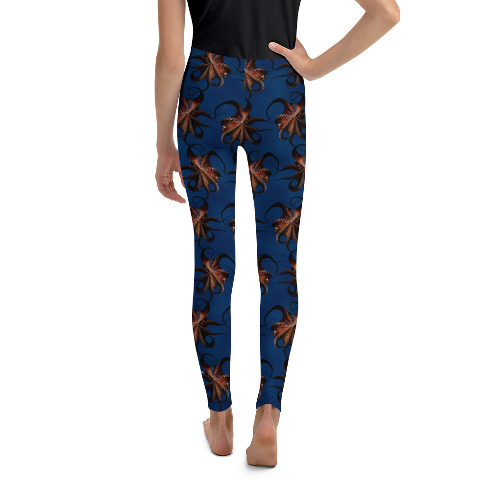 CAVIS Flying Octopus Youth Leggings - Dark Blue - Back