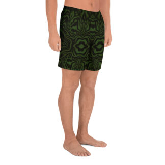 CAVIS Wunderpus Men’s Athletic Shorts, Alternative Green Black Octopus Pattern Long Shorts