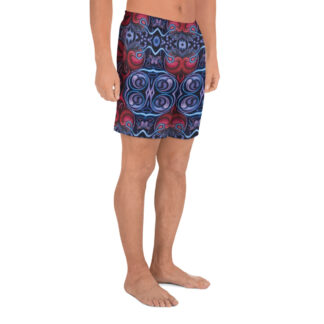 CAVIS Celtic Heart Men’s Athletic Shorts, Alternative Red and Blue Pattern Long Shorts