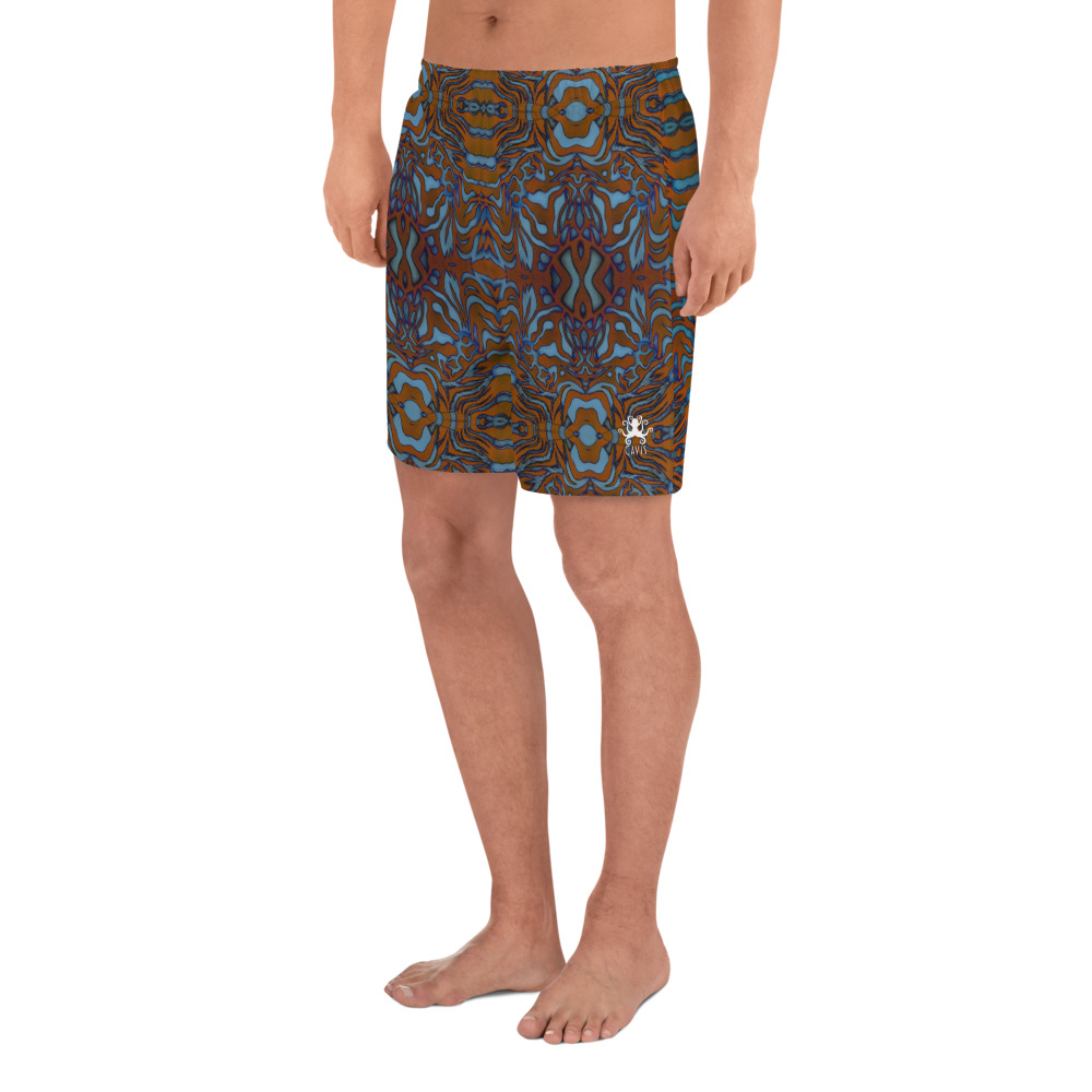 CAVIS Wunderpus Men’s Athletic Shorts, Alternative Orange Blue Octopus Pattern Long Shorts - Image 2