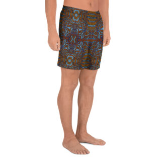 CAVIS Wunderpus Men’s Athletic Shorts, Alternative Orange Blue Octopus Pattern Long Shorts
