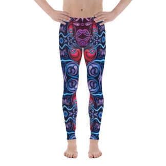 CAVIS Celtic Heart Men's Leggings - Red Blue Pattern Scuba Dive Skin - Front